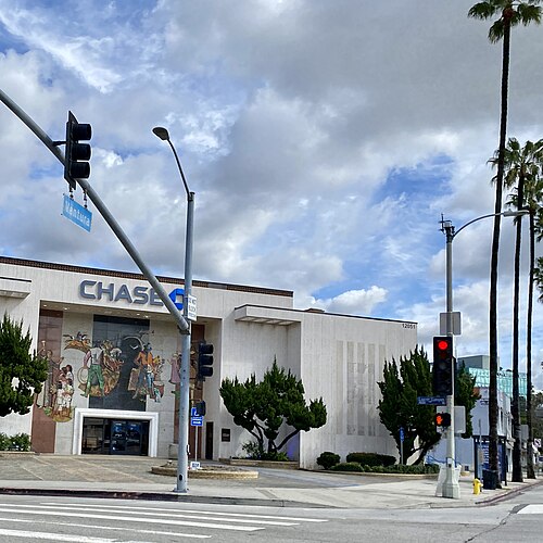 picture of Millard Sheets Studio mosaic mural, Ventura and Laurel Canyon boulevards in Studio City